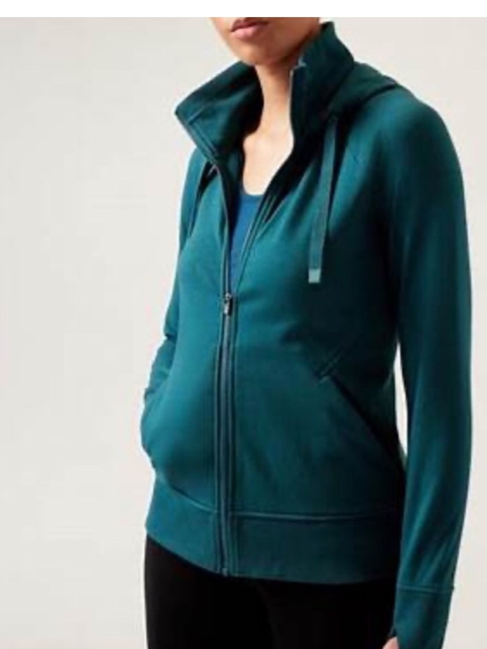 Athleta Triumph Hoodie Jacket Teal size Large - Picture 2 of 8
